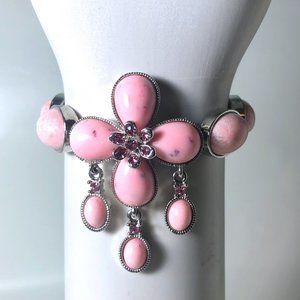 Vintage Costume Jewelry Bracelet with Pink Stones